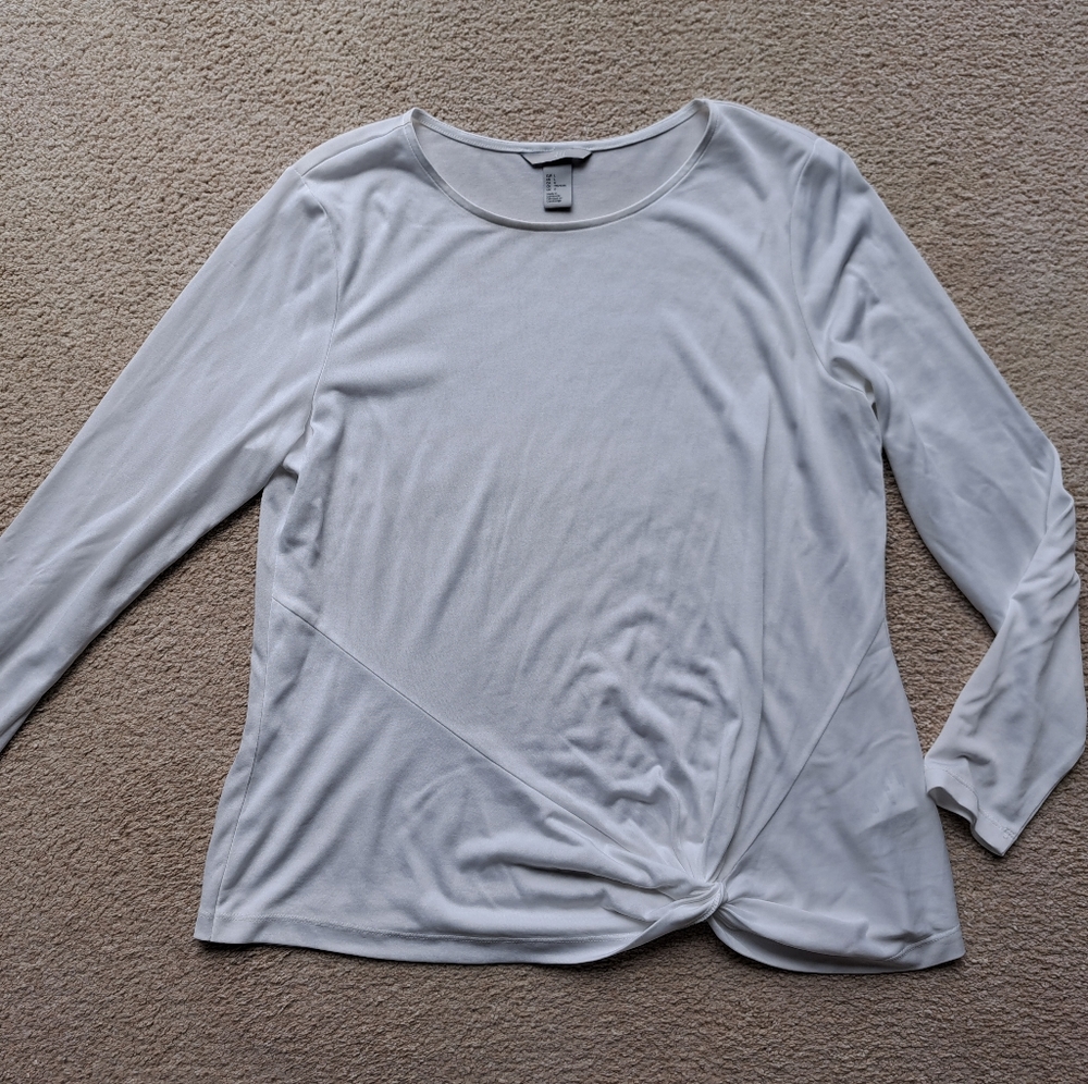 H&M sheer, white, lightweight top/long-sleeve tee - size large